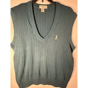 Penguin Men's XXL Teal V-Neck Ribbed Knit Cotton Sweater Vest